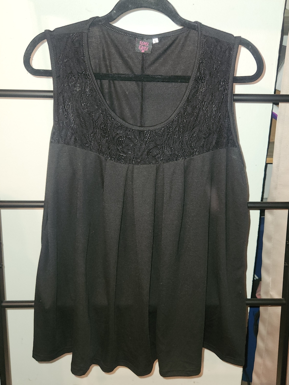 Rebel Raven Black Sleeveless Lace Women's Top